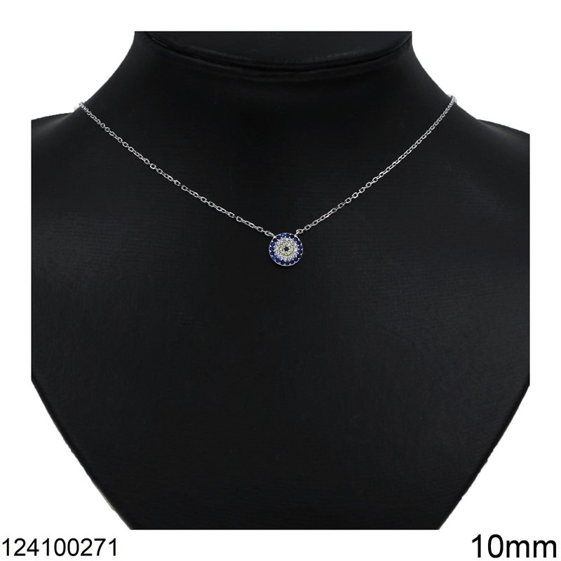 Silver 925 Necklace Target with Zircon 10mm