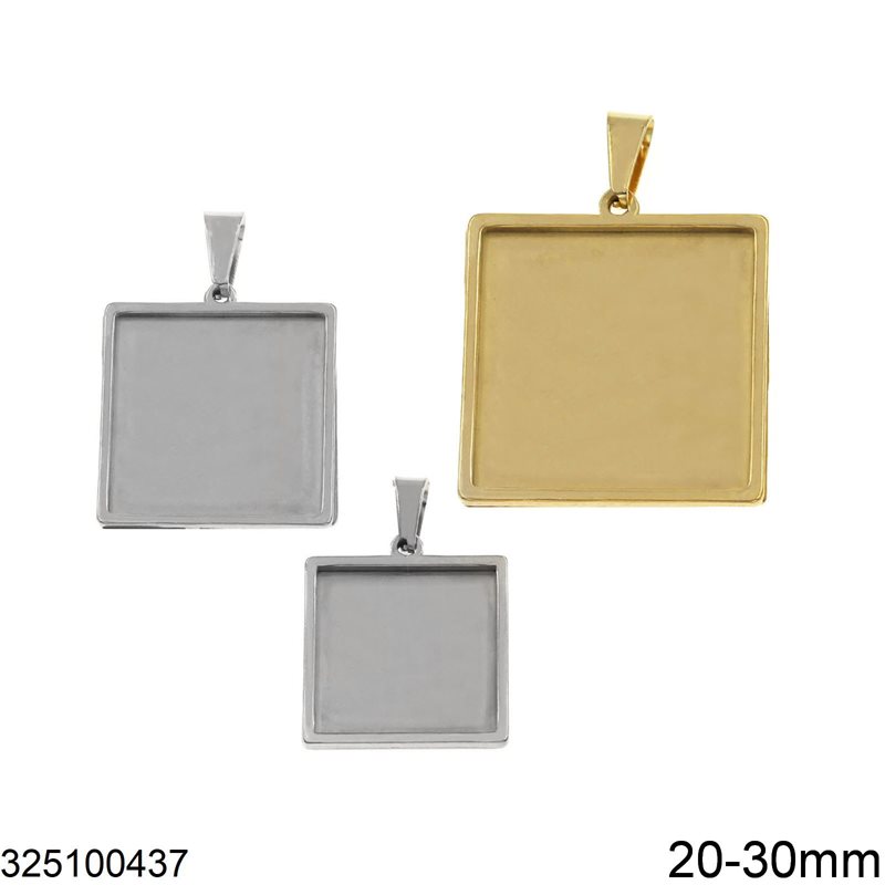 Stainless Steel Square Cup Pendant 20-30mm