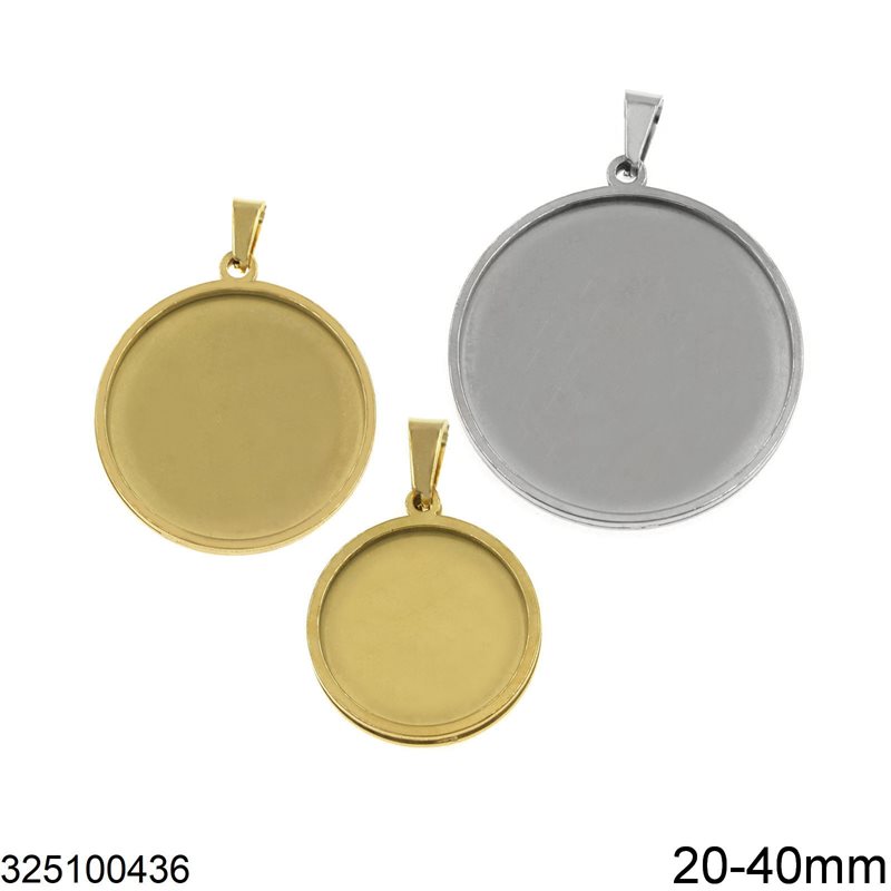 Stainless Steel Round Cup Pendant 20-40mm