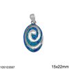 Silver 925 Pendant Oval Spiral with Opal 15x22mm