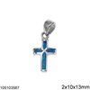 Silver 925 Pendant Cross with Opal 2x10x13mm