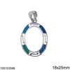 Silver 925 Pendant Oval with Opal and Meander 18x25mm
