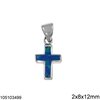 Silver 925 Pendant Cross with Opal 2x8x12mm