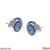Silver 925 Spiral Stud Earrings with Opal 12mm
