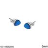 Silver 925 Stud Earrings Triangle with Opal 6mm