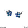 Silver 925 Stud Earrings Daisy with Opal 10mm