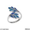 Silver 925 Ring Leaves with Opal