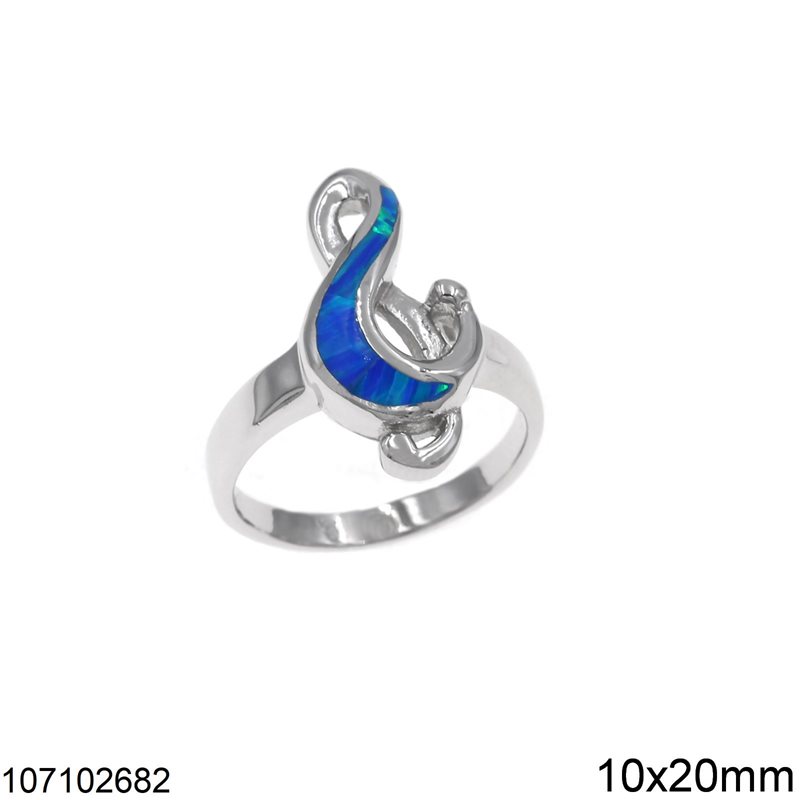 Silver 925 Ring Sol Key with Opal 10x20mm
