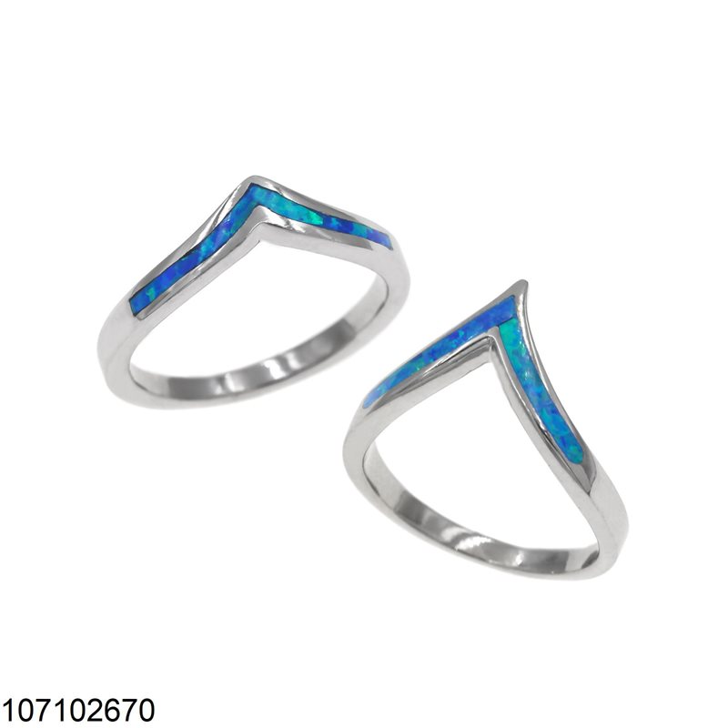 Silver 925 Ring "V" with Opal 7-14mm