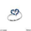 Silver 925 Ring Heart with Opal 12mm