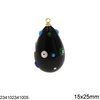 Glass Egg Pendant with Enamel 15x25mm
