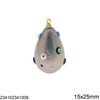 Glass Egg Pendant with Enamel 15x25mm