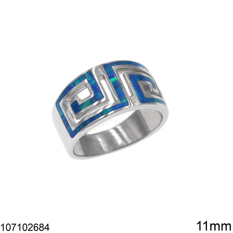 Δαχτυλίδι Ασημένιο 925 Μαίανδρος με Οπάλ 11mm