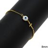Silver 925 Bracelet with Cross 14x6mm and Murano Evil Eye 8mm, 18-19cm