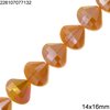 Glass Faceted Pearshape Beads 14x16mm, 70cm