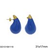 Stainless Steel Pearshape Stud Earrings 31x17mm