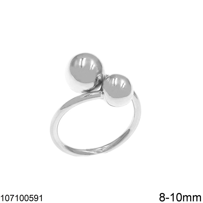 Silver 925 Ring with Balls 8-10mm