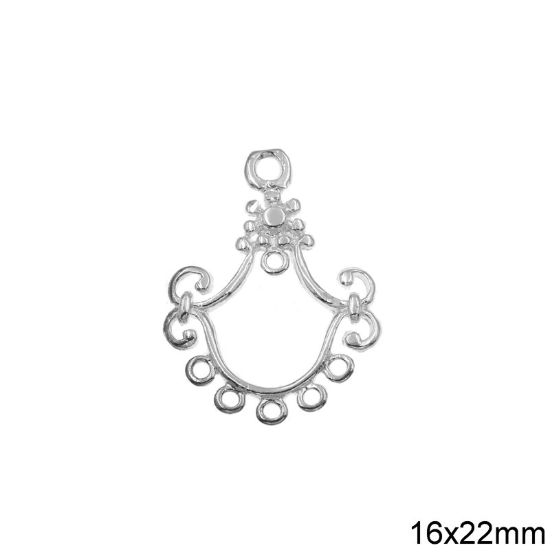 Silver 925 Pearshape Finding with Hoops 16x22mm