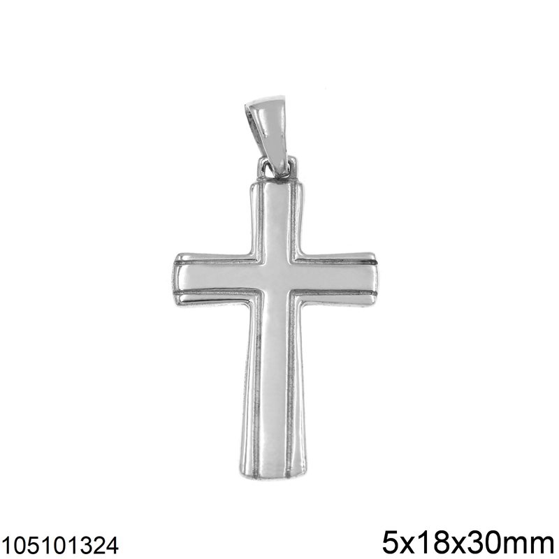 Silver 925 Pendant Cross with Stripe 5x18x30mm