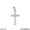 Silver 925 Pendant Shine Finish Cross with Design 4x15x30mm