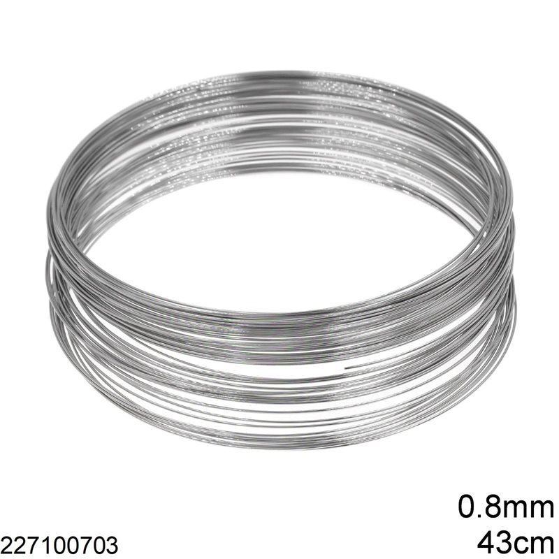 Stainless Steel Memory Necklace Round Wire 0.8mm, 43cm