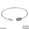 Silver 925 Cuff Bracelet with Infinity Symbol 5x10mm and Evil Eye with Enamel 7x12mm