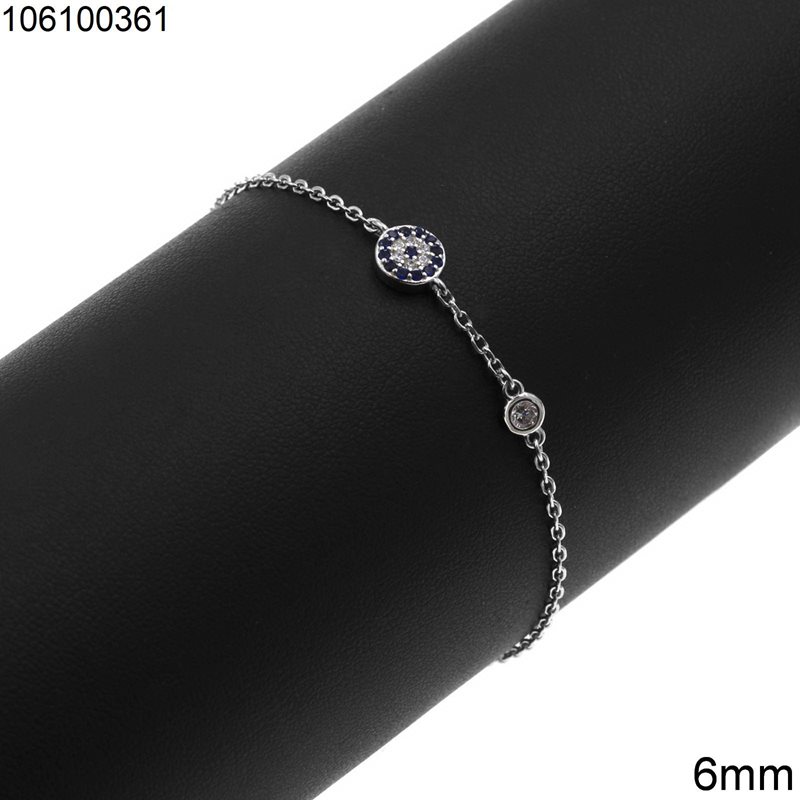 Silver 925 Bracelet with Targer and Zircon 6mm