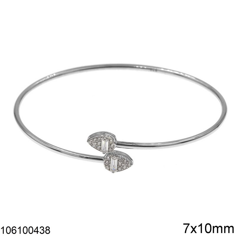Silver 925 Bracelet Cuff Pearshape with Zircon 7x10mm
