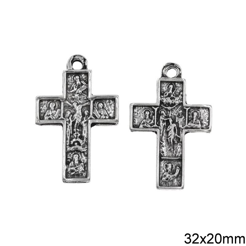 Casting Pendant Cross Two Sided 32x20mm