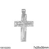 Silver 925 Pendant Cross Shine Finish with Desing 7x25x35mm