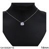 Silver 925 Necklace with Enamel and Zircon 14mm