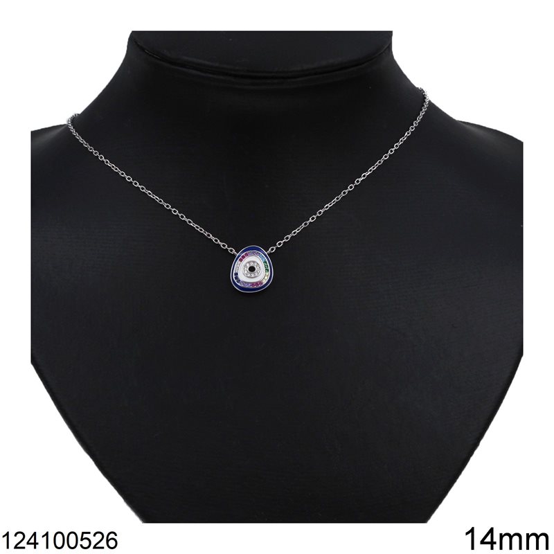 Silver 925 Necklace with Enamel and Zircon 14mm