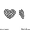 Σκουλαρίκια Ατσάλινα Καρφάκι Καρδιά Καπιτονέ 23x26.5mm