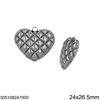 Stainless Steel Pendant Quilted Heart 24x26.5mm