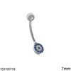 Silver 925 Belly Button Ring Evil Eye with Zircon 7mm