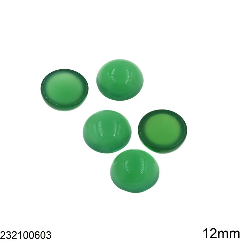 Πέτρα Ημιπολύτιμη Πράσινος Αχάτης Καπουσόν Στρογγυλό 12mm