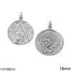 Silver 925 Double Sided Round Pendant 18mm