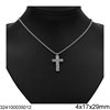 Stainless Steel Necklace Double Cross with Screw 5x20x30mm