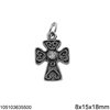 Silver 925 Pendant Byzantine Cross with Square Edges 8x15x18mm