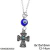 Silver 925 Car Amulet with Byzantine Cross 8x15x18mm and  Evil Eye 12-14cm,