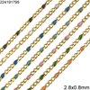 Stainless Steel Diamond Cut Figaro Chain 2.8x0.8mm with Glitter Dust Enamel