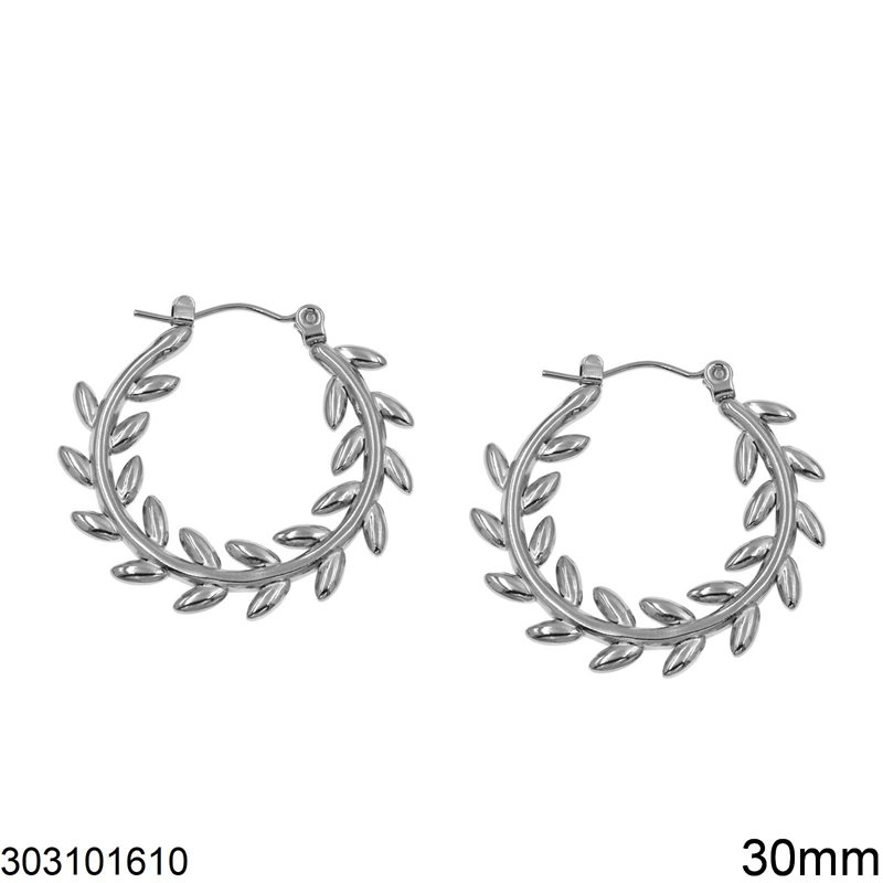 Stainless Steel Hoop Earrings Wreath 30mm