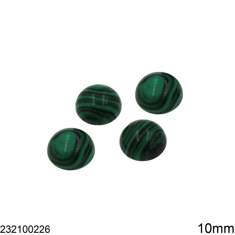 Semi Precious Malachite Cabochon Round Stone 10mm