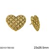Σκουλαρίκια Ατσάλινα Καρφάκι Καρδιά Καπιτονέ 23x26.5mm