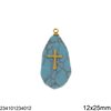 Semi Precious Stone Pendant with Stainless Steel Cross 14-15mm