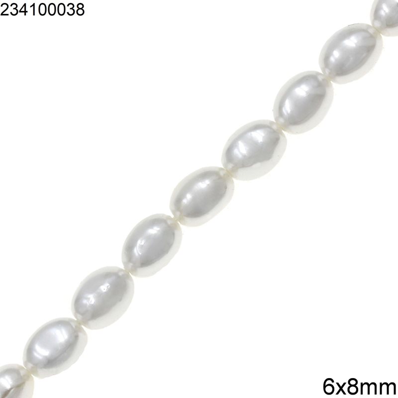 Χάνδρες Shell Pearl Επιμαργαριτομένο Οβάλ 6x8mm