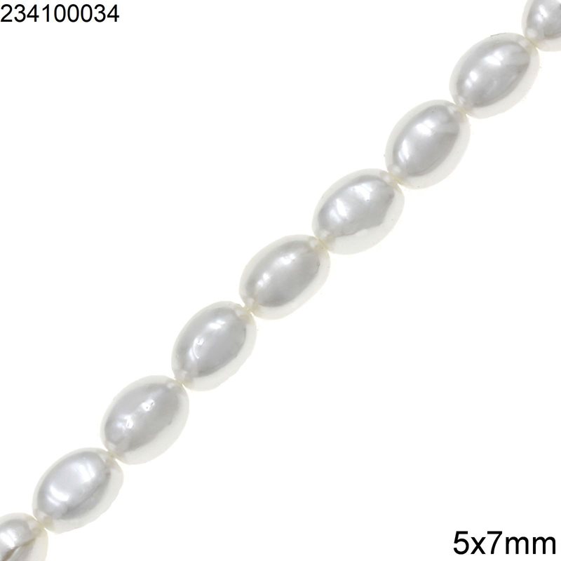 Shell Pearl Oval Beads Pearl Coated 6x8mm