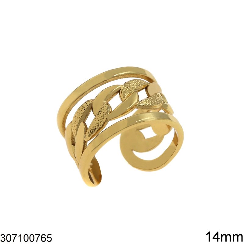 Stainless Steel Ring with Chain 14mm