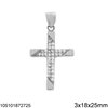 Silver 925 Pendant Cross with Zircon 3x18x25mm
