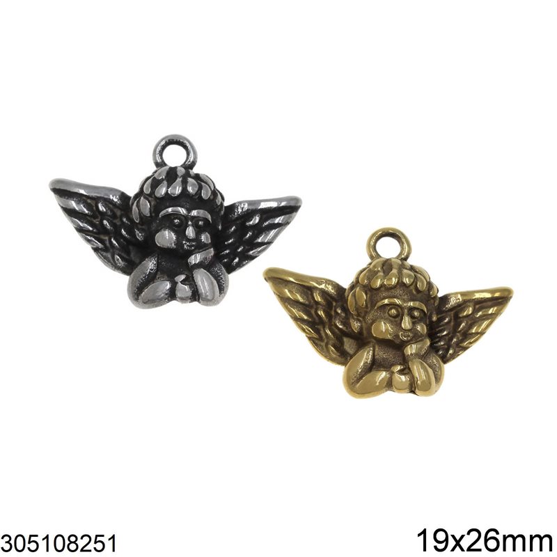 Stainless Steel Pendant Angel 19x26mm